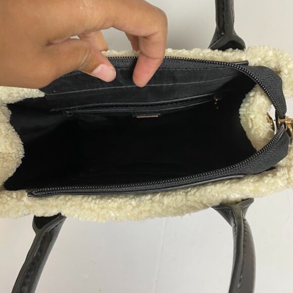GUESS Faux Shearling Trim Women's Handbag Medium - Picture 6 of 7